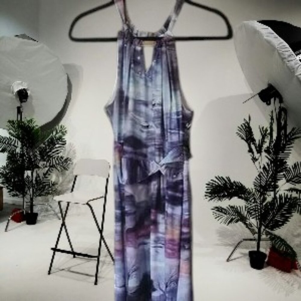 Purple and Blue Sleeveless Dress